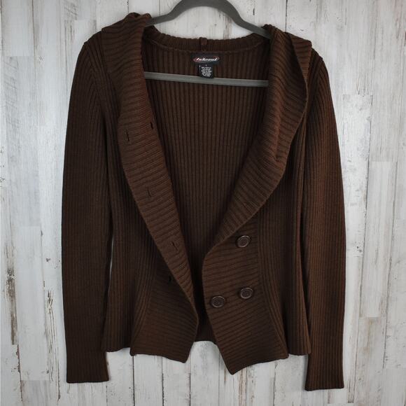 Y2K vintage brown button front cardigan sweater junior's size large fairy boho - Picture 1 of 6